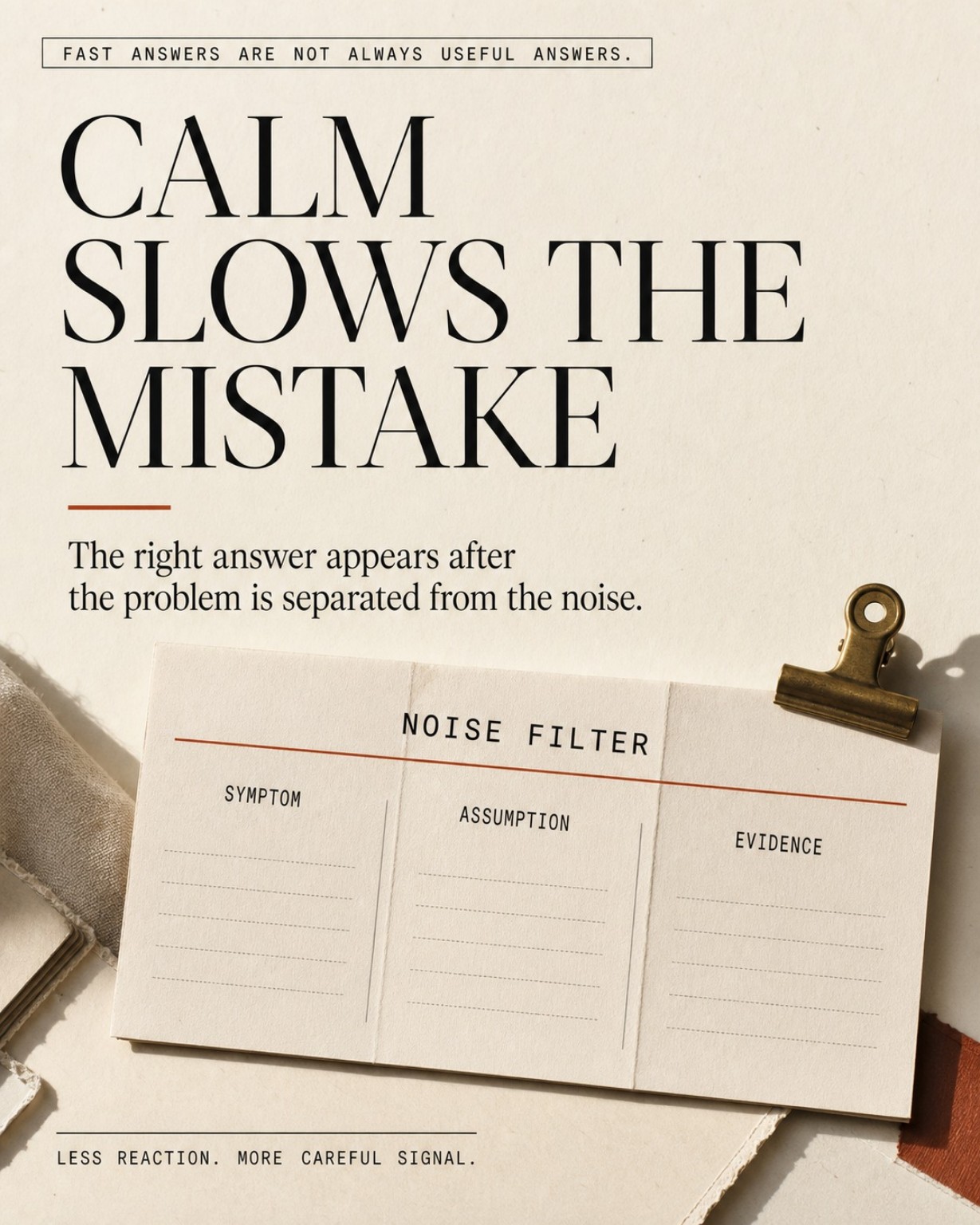 Calm slows the mistake editorial poster