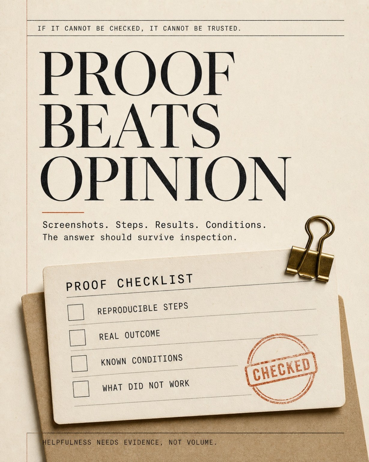 Proof beats opinion editorial poster